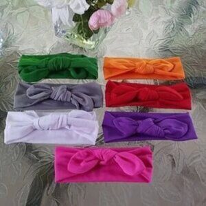 NWT Set of 7 girl's Headwraps.Stretchy. Headbands. School. Daycare. Soft.Hair Ac